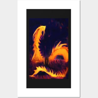 Fire Dragon serpent mythical Fantasy Posters and Art